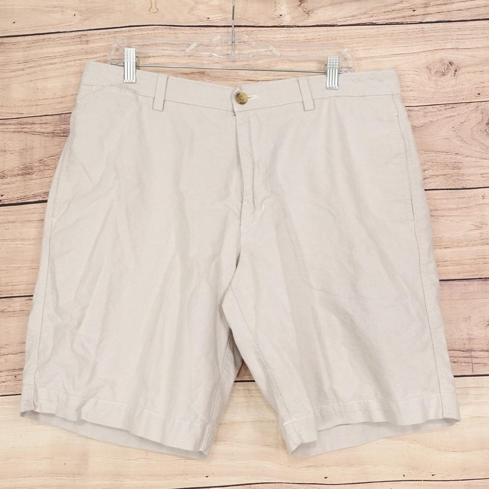 Chaps Shorts Mens 36 Beige Chino Cotton Flat Front 9 Inseam Casual Summer